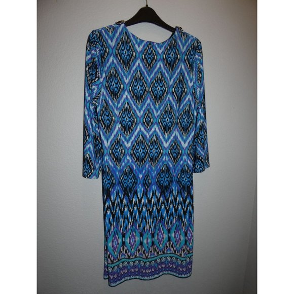 Women's Dress Size L/12, Blue pattern with Beaded embellishments, Chico's Brand - Picture 5 of 5